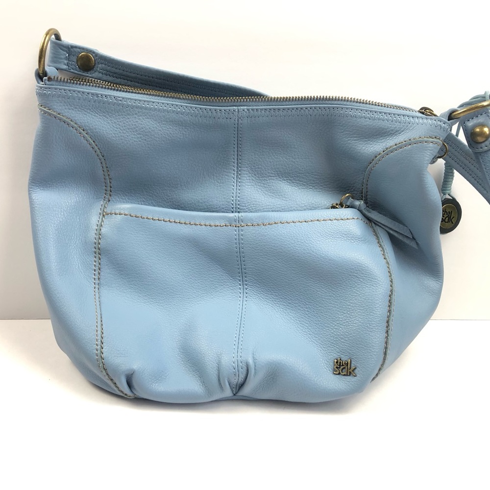 The Sak Arctic Blue Iris shoulder hobo bag womens. Gently used